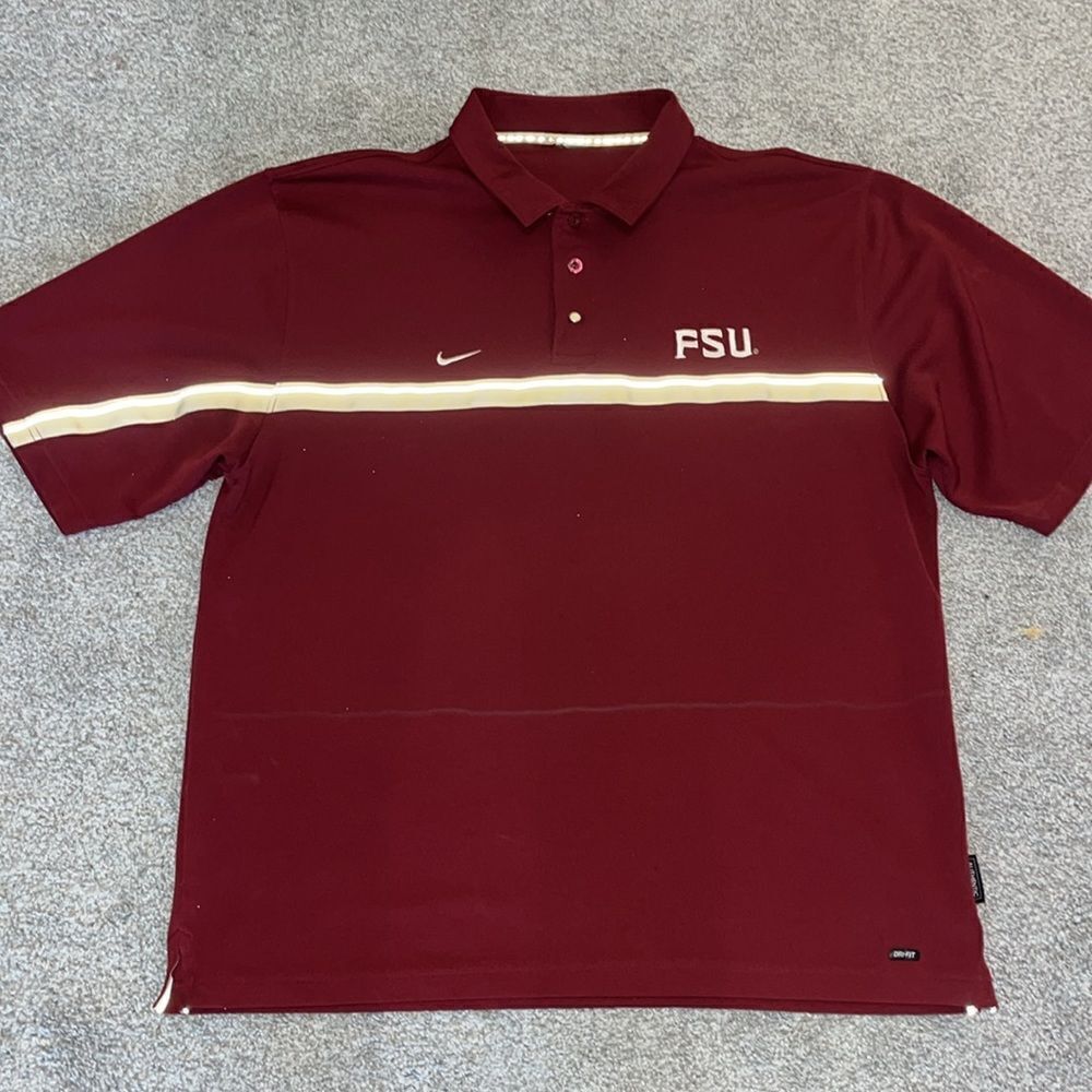 Red Big man Nike Dri Fit maroon FSU Florida State Seminoles Golf Polo Shirt XL